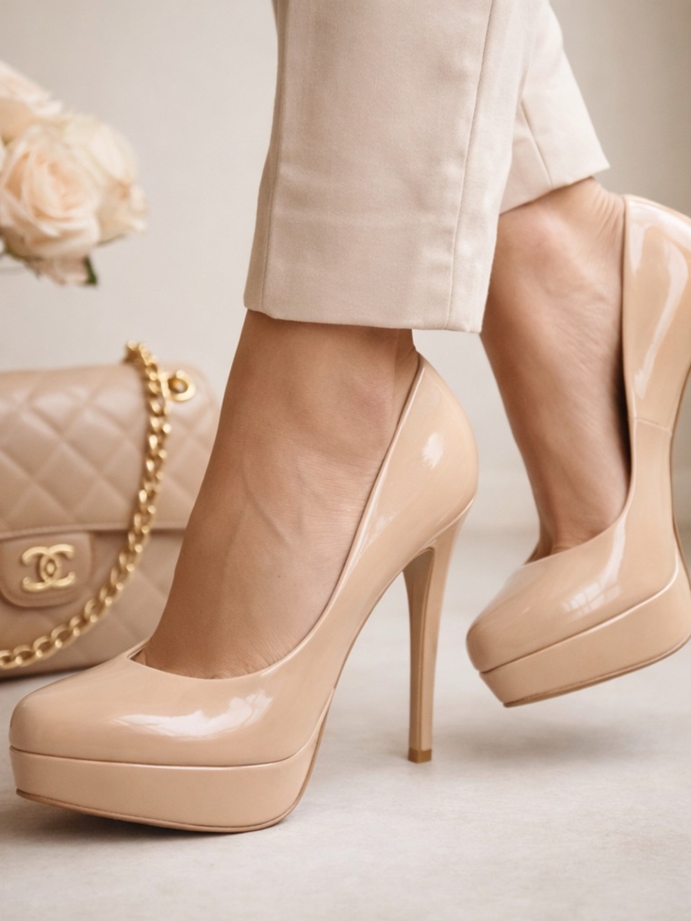 Chinese Laundry Nude Patent Platform Heels Classic Pump Size 10 Like NeE